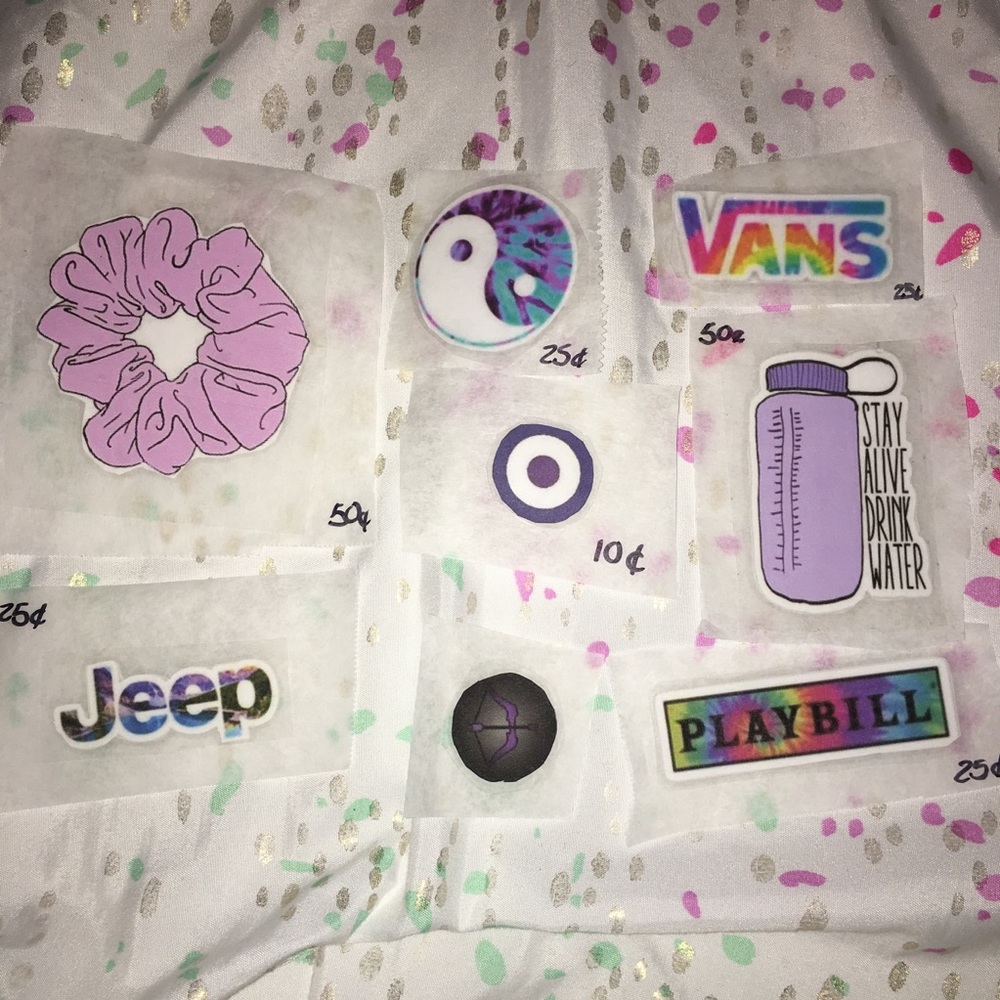 Purple colored stickers